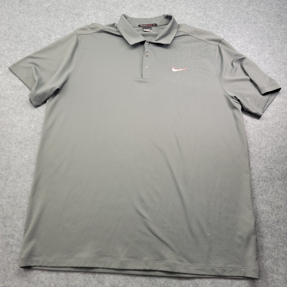 Nike Tiger Woods Collection Polo Shirt Mens Large Gray Dri-FIT Golf
